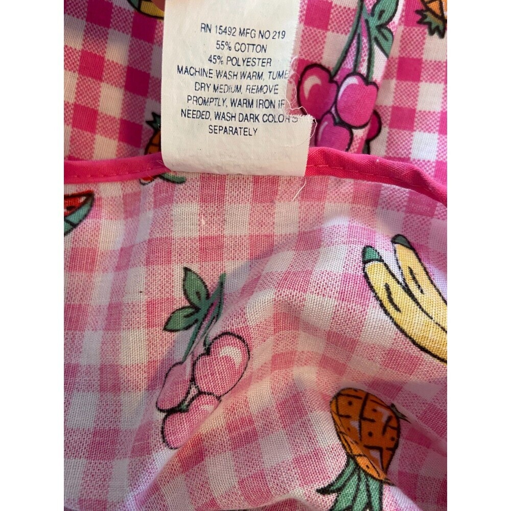 VTG Private Moments Pearl Snap House Dress Apron Smock Fruit 2XL Gingham Cotton - Picture 8 of 15